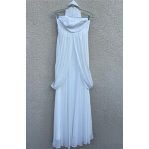 Lulu's Ivory Strapless Chiffon Wedding Dress S Ties Train